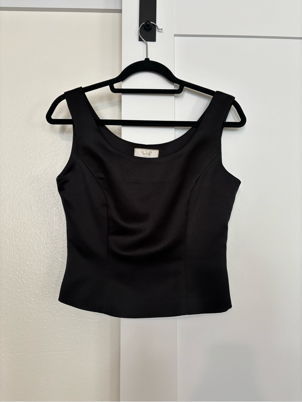 VIE by Victoria Royal Ltd black vintage 1990s minimalist satin tank top
